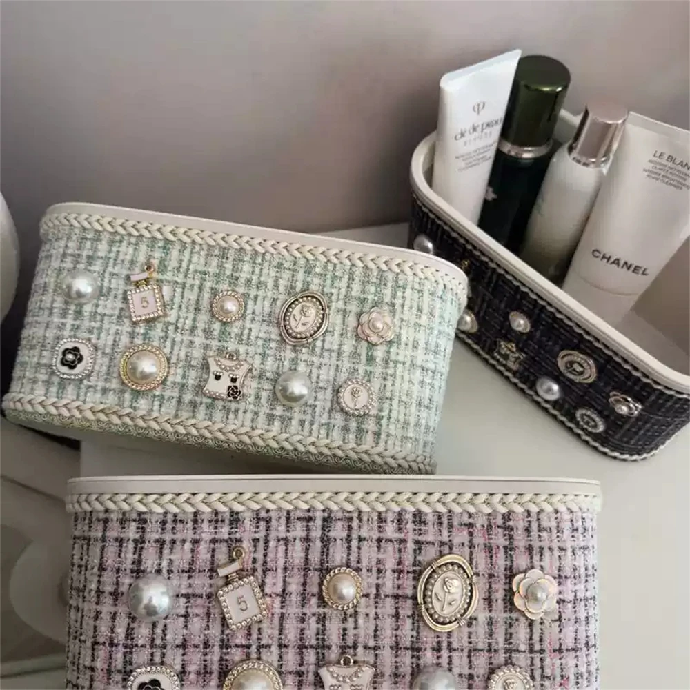 European-Style Hanging Wall-Mounted Storage Box Cabinet Drawer Trash Can Household Storage Box With Pearl Decoration