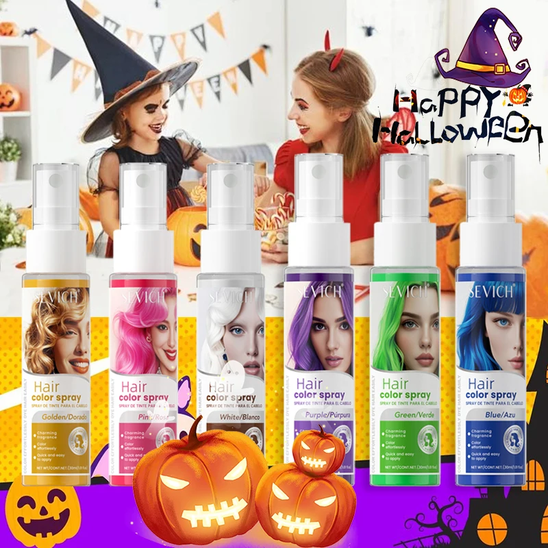 Hair Coloring Spray Semi-Permanent Hair Dye Coloring Halloween Hair Color Spray Temporary Styling Tool 30ml Hair Dye Color Paint