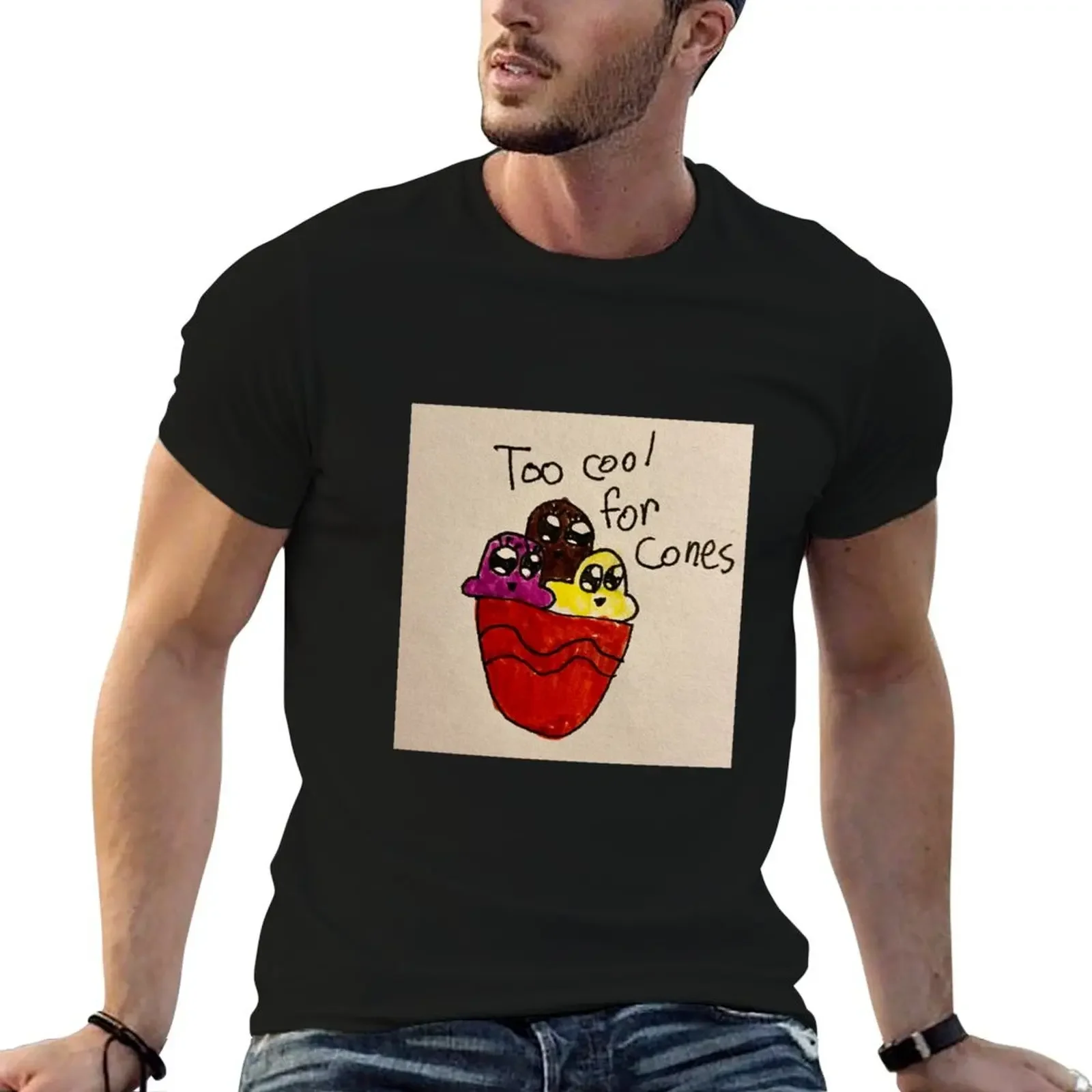 

Too cool for cones T-Shirt new edition oversized graphic tee Aesthetic clothing anime workout shirts for men