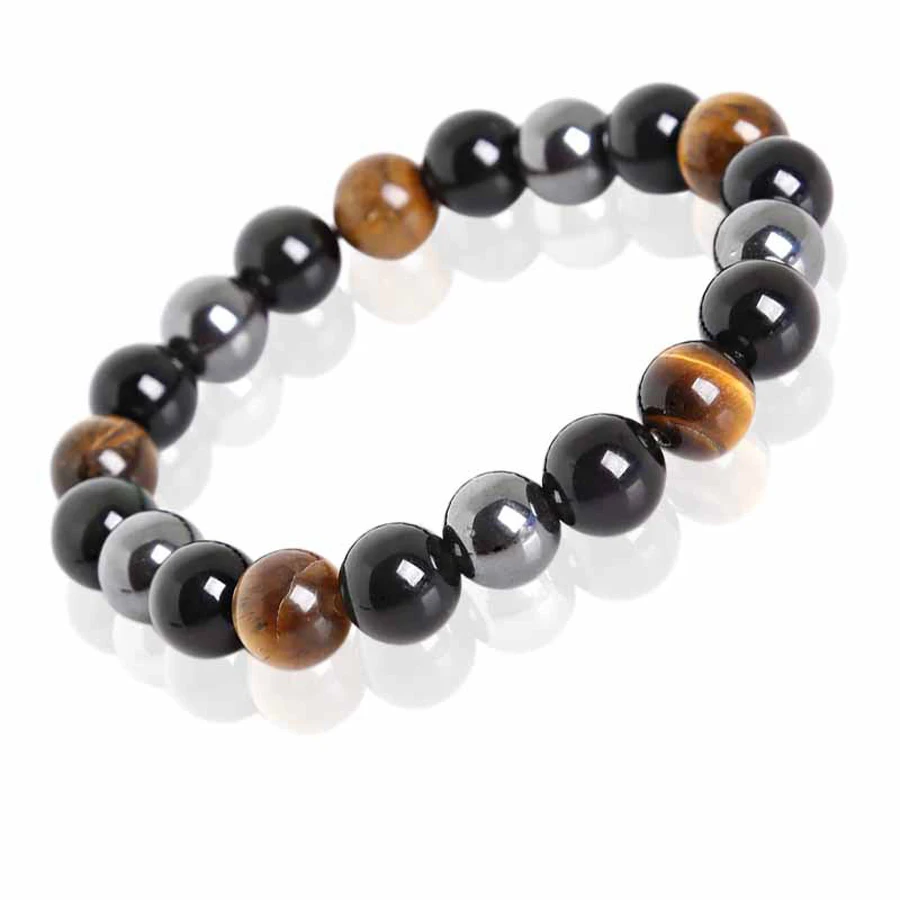 1 Natural Black Obsidian Hematite Tiger Eye Bead Bracelet For Men Magnetic Health Protection For Women Soul Jewelry