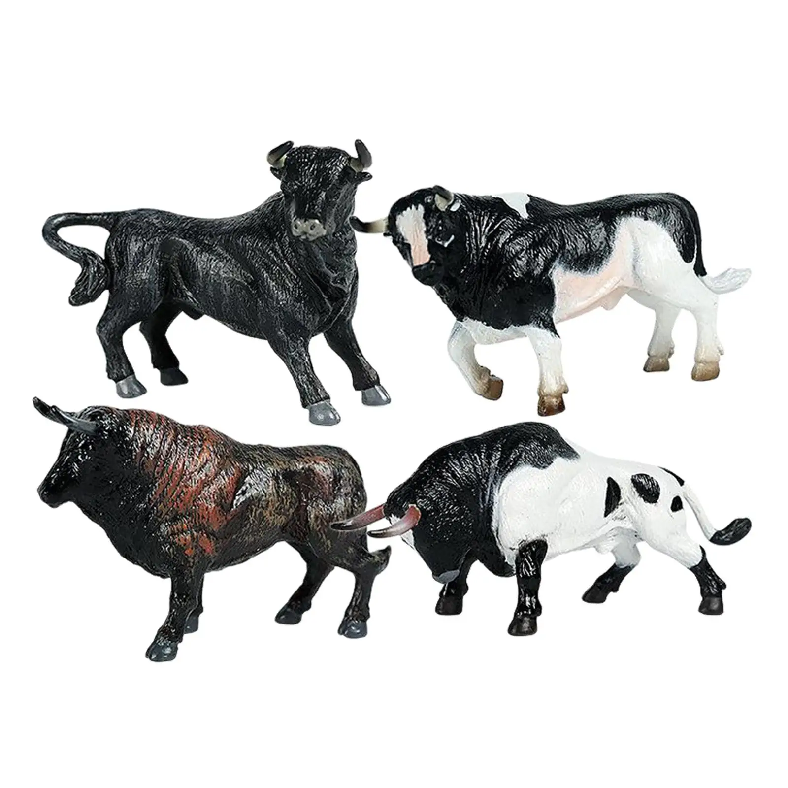 4pcs Figurine Simulated Bull Realistic Animals Cow Educational Toy