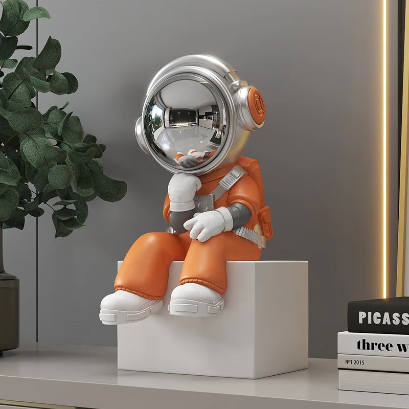 25cm Mini Figurines Astronaut Statue Living Room Aesthetic Creative Interior Figures Art Sculpture Desk Home Decor Ornaments