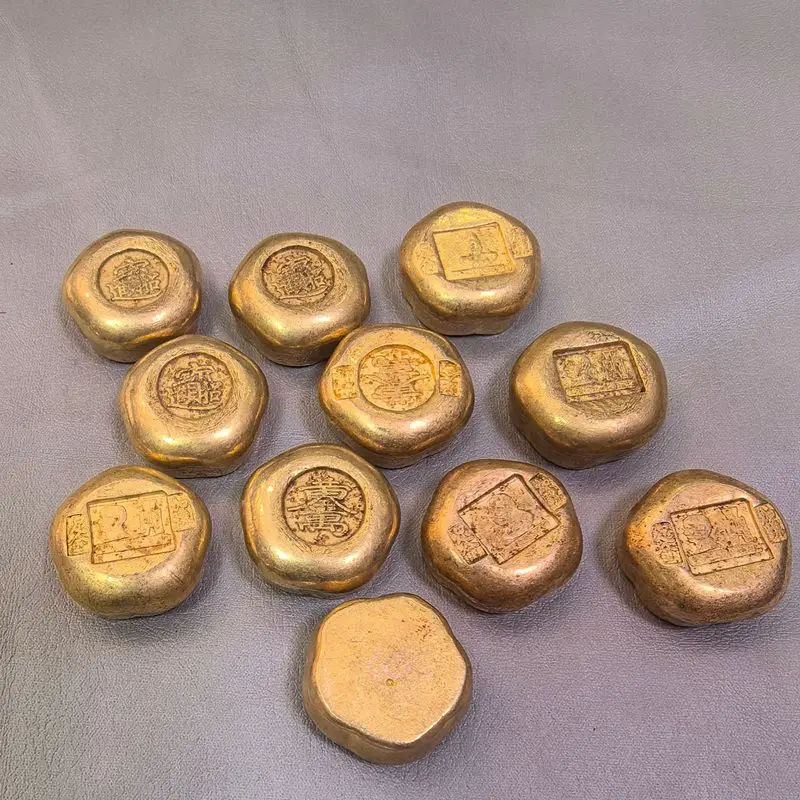 Craftsmanship coins nuggets pure copper gilded gold ingots decorative pieces for handling