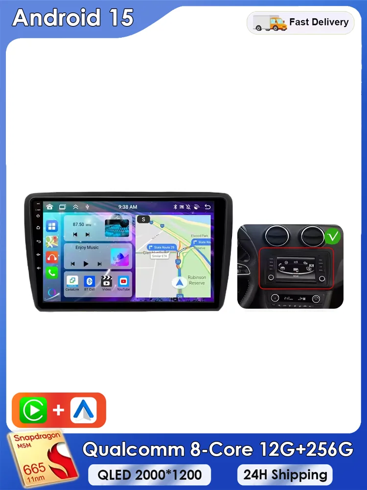 Android 15 Voor SEAT Ibiza 2016-2017 Autoradio Multimedia Video Player GPS Stereo CarPlay 4G Navigatie v BT QLED DPS Head Unit - afbeelding 2