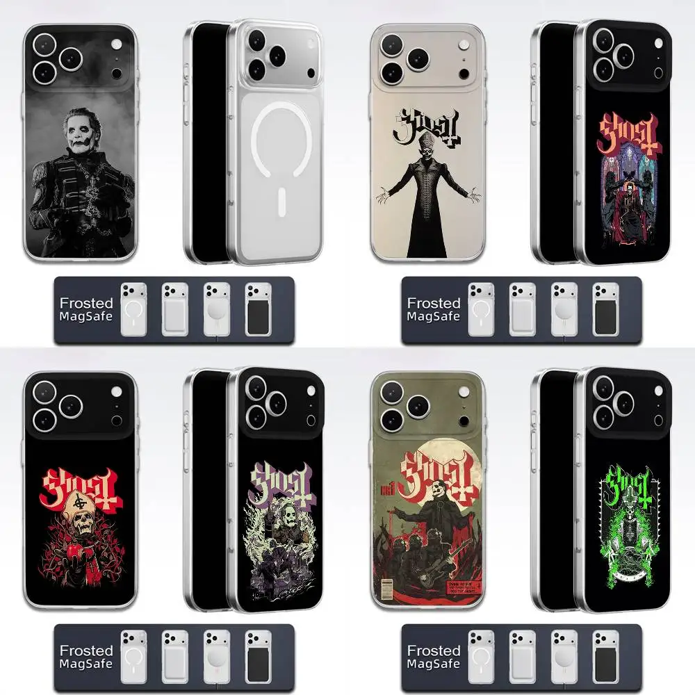 

Phone Case For iPhone 17,16,15,14,13,12,11,Pro,Max,Plus,E,Air,Mini Magsafe Transparent G-Ghost Heavy M-Metal Band TPU Cover