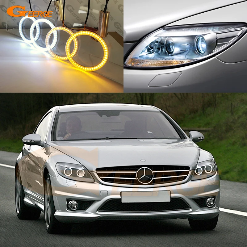 

For MERCEDES BENZ S CLASS W216 C216 2006 2007 2008 2009 2010 2011 2012 2013 Ultra Bright Day Light LED Angel Eyes Kit Halo Rings