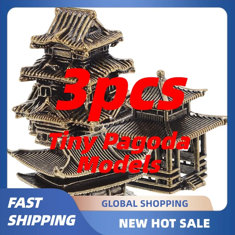 

3pcs Brass Tiny Pagoda Model Zen Garden Decor Miniature Asian Ornaments For Aquarium Landscaping Japanese Style Lantern