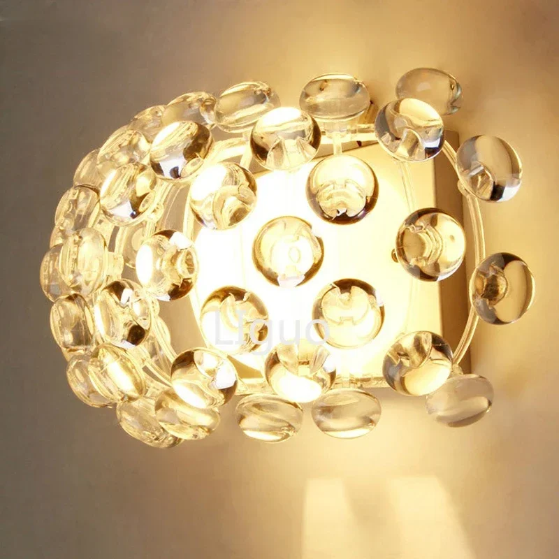 

Simple modern Acrylic ion wall lamp Crystal Bead wall lights for bedroom Zeus Sweat Caboche sconces clear / amber