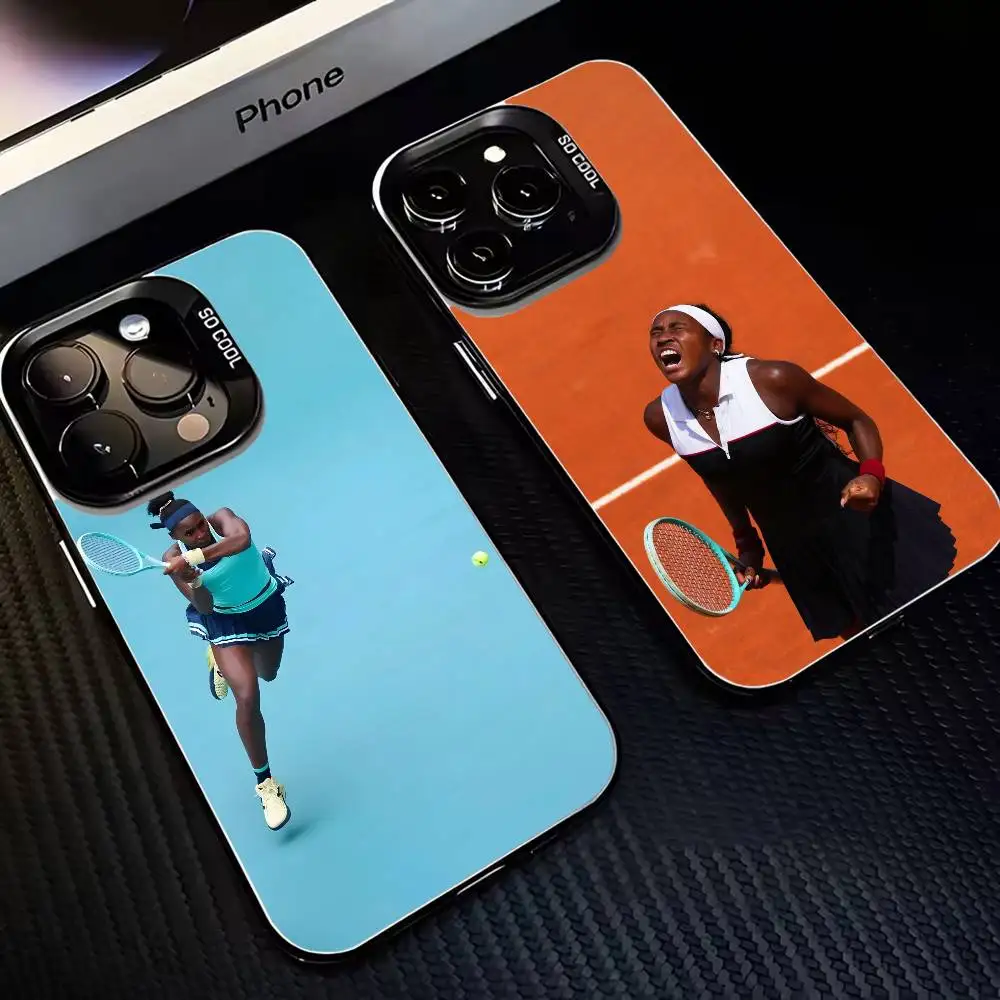 

tennis Coco Gauff Phone Case For iPhone 16,15,14,13,12,11,Mini,Pro,MAX Black Matte Shockproof Cover