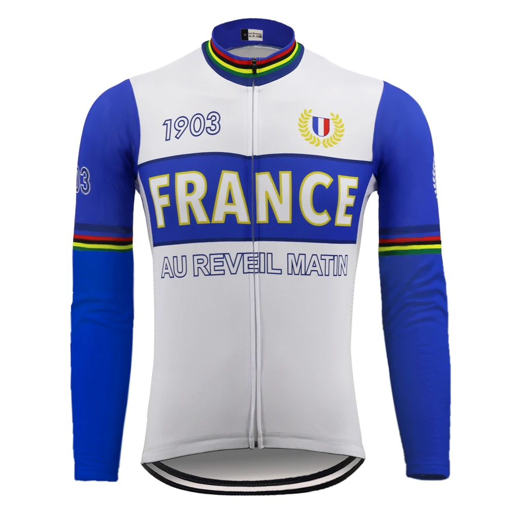ITALIA  FRANCE HOLLAND Retro Cycling Jersey Long Sleeve Winter Fleece And No Fleece Classic Bike Clothing Maillot Ciclismo