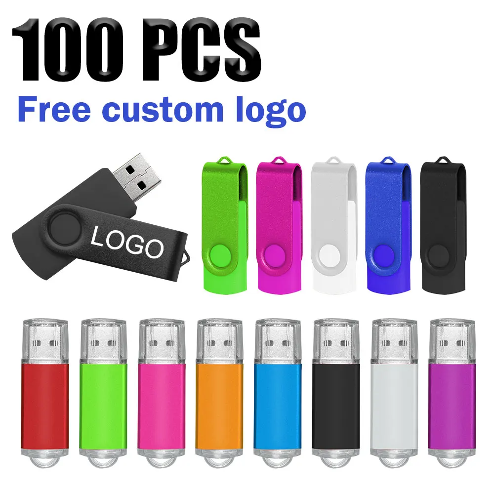 

100PCS Free Custom LOGO USB2.0 Flash Drive Pen Drive 4GB 8GB 16GB 32GB 64GB High Speed Usb Stick Memory Flash Drive Pendrive