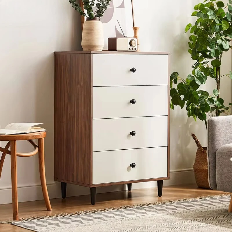 Bedroom Furniture Walnut Color 4 Tier Cabinet with Drawers