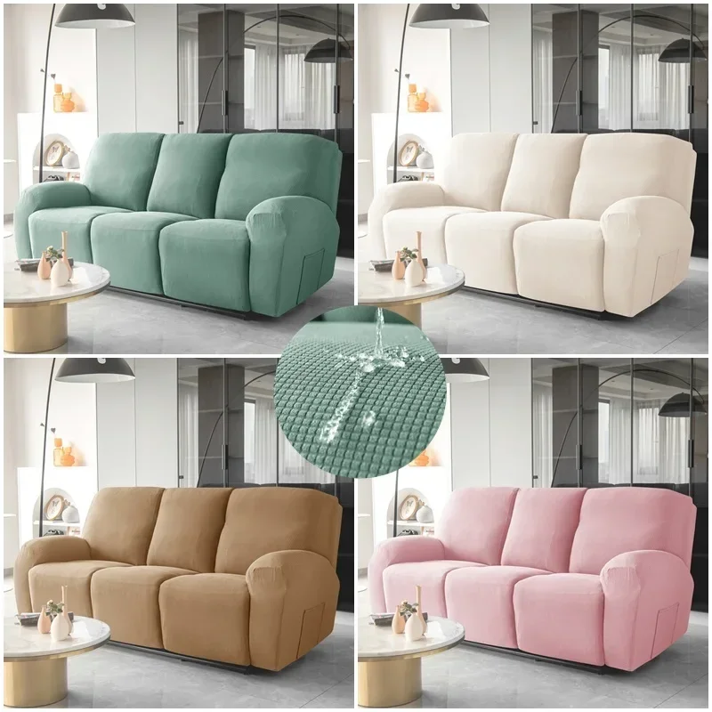 1 3 Seater Water Repellent Recliner Sofa Cover Stretch Spandex  Chair Covers Split Couch Armchair Slipcovers Living Room