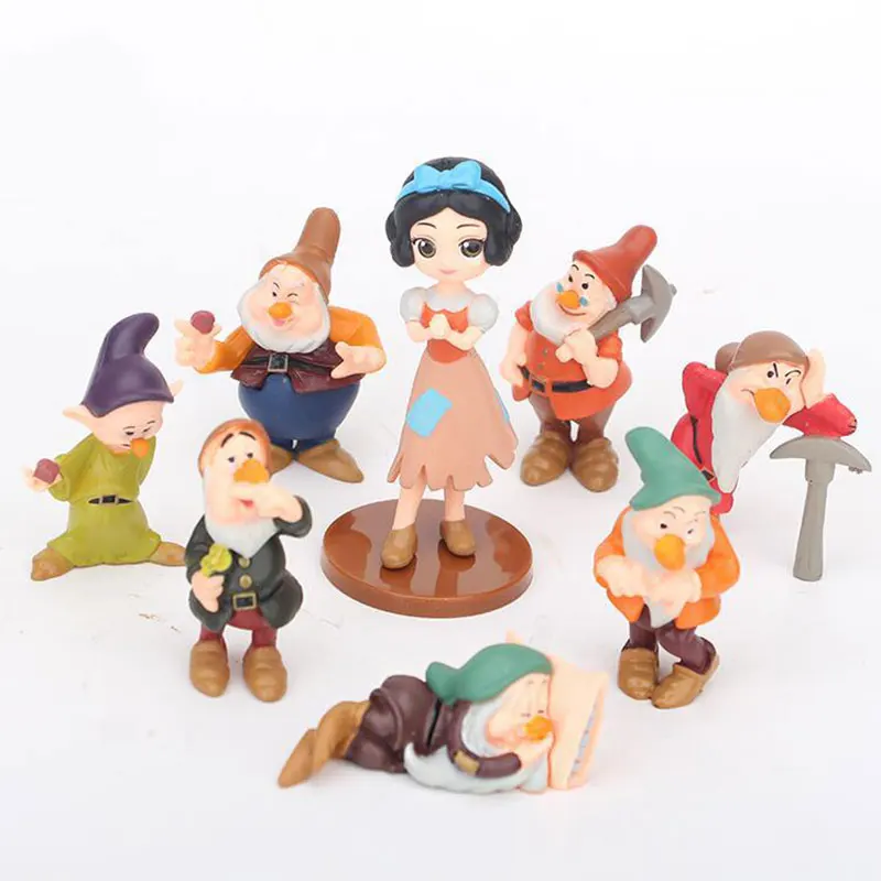 8pcs/Lot Disney Princess Q Vesion Snow White and The Seven Dwarfs Figure Toy Model Dolls Gift for Children