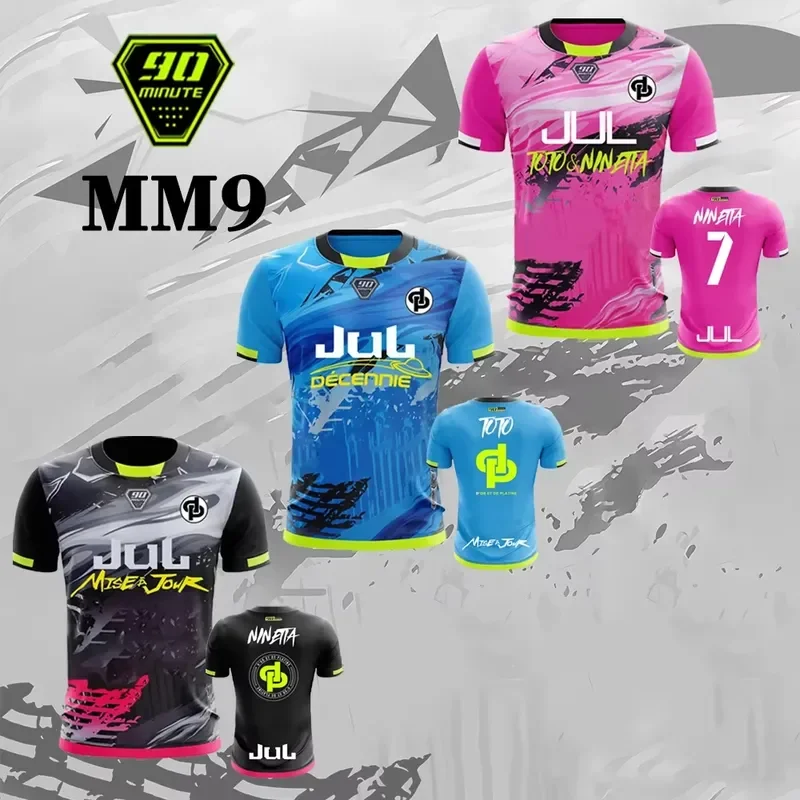 MM9 JUL 90 Minute Series 3D Sport Quick Dry Breathable Men Tshirt Football Jersey Team Training Racing Parent Child Short