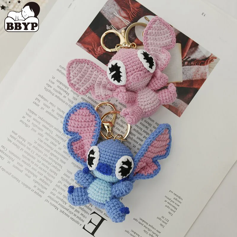 Cartoon Animal Handmade Woven Knitting Yarn Keychain Wool Thread Hook Weaving Mini Anime Figure Key Accessory for Bag/Car Decor