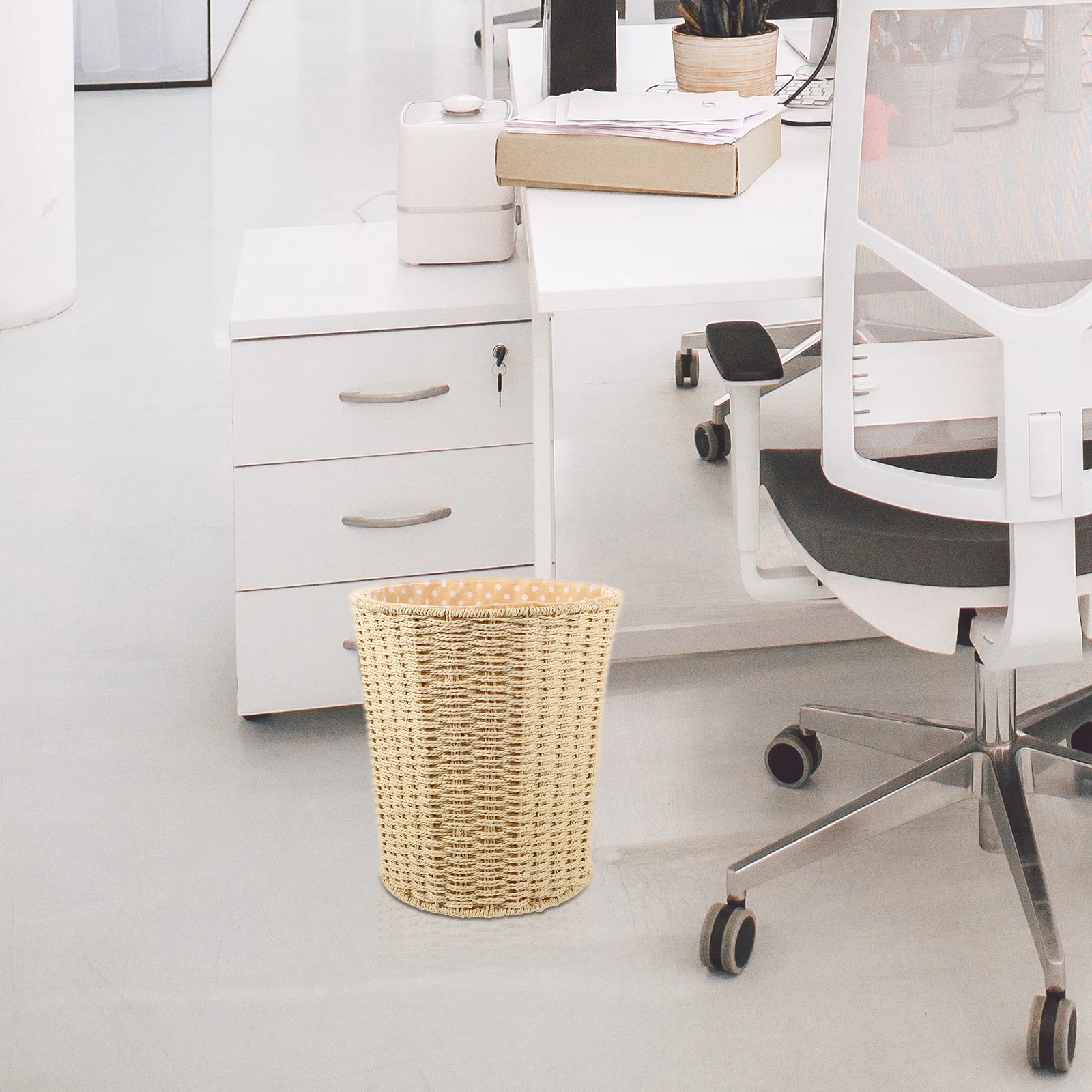 

Woven Rattan Trash Basket Multi-Functional Storage Garbage Bin Bedroom Kitchen Home Use Lightweight Living Room