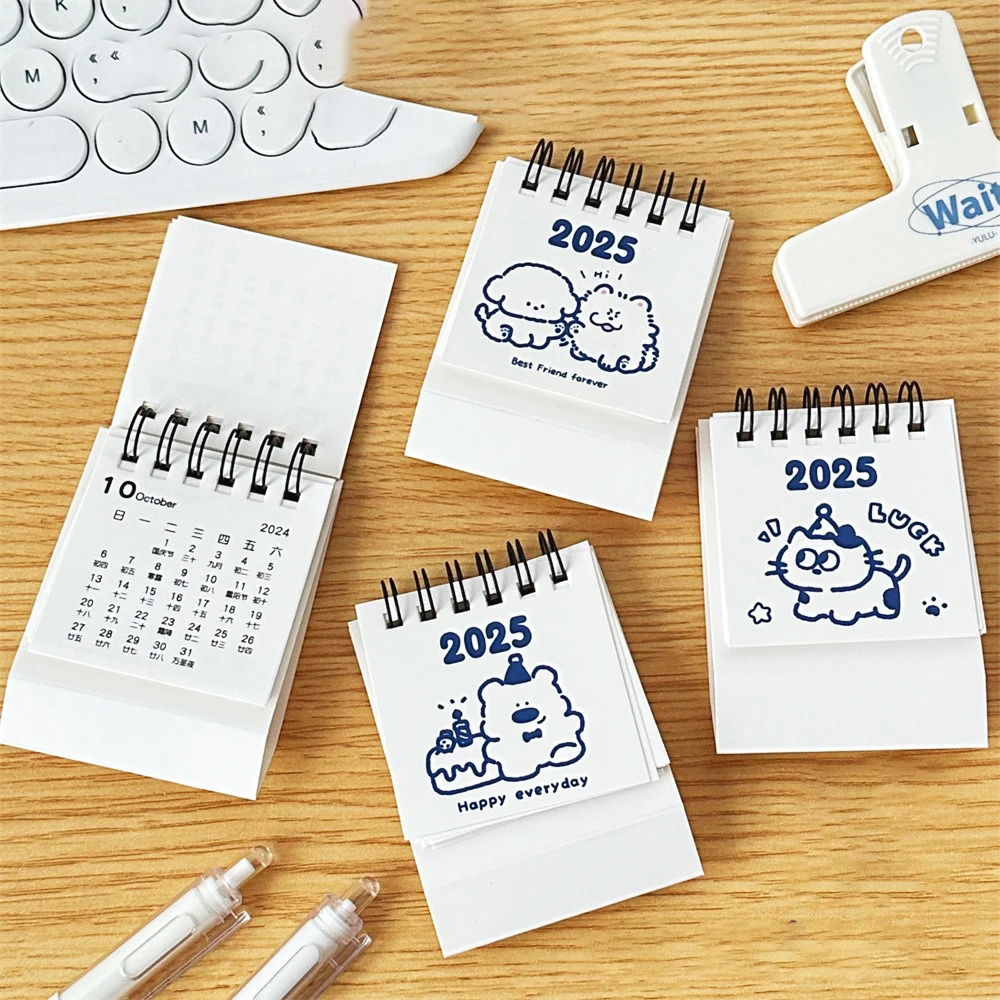 Mini Desk Calendar Original Cute Animal Calendar 2025 New Mini Desk Office Desktop Calendar Simple Small Ornamental Calendar