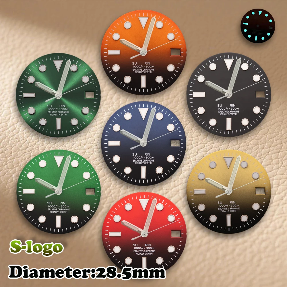 

S Logo 28.5mm SUB Gradient Dial NH35/NH36/4R/7S Movements Ice Blue Luminous BGW9 Watches for men Watch Modification Accessories