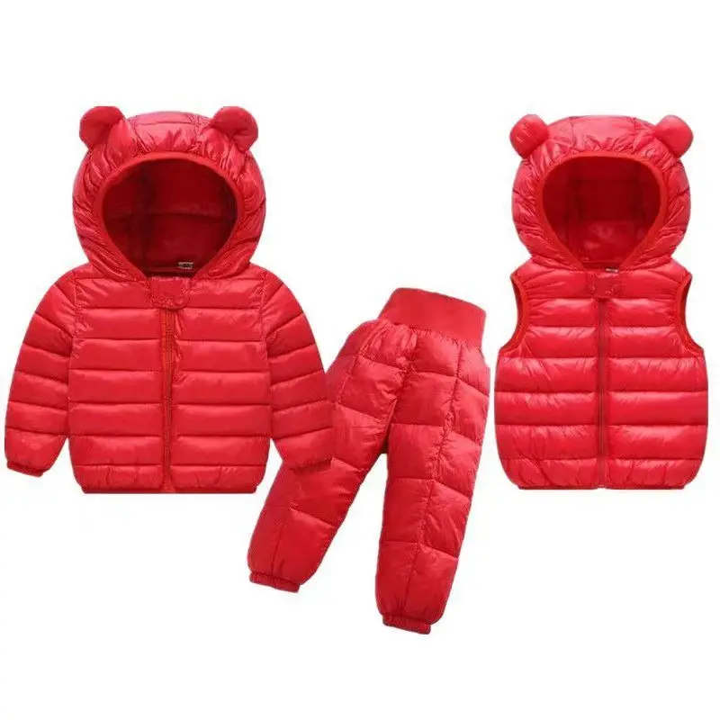 Toddler Winter Baby Girls Boys set di abbigliamento Warm Faux Down Jacket set di vestiti bambini bambini Snowsuit cappotti gilet pantaloni tute