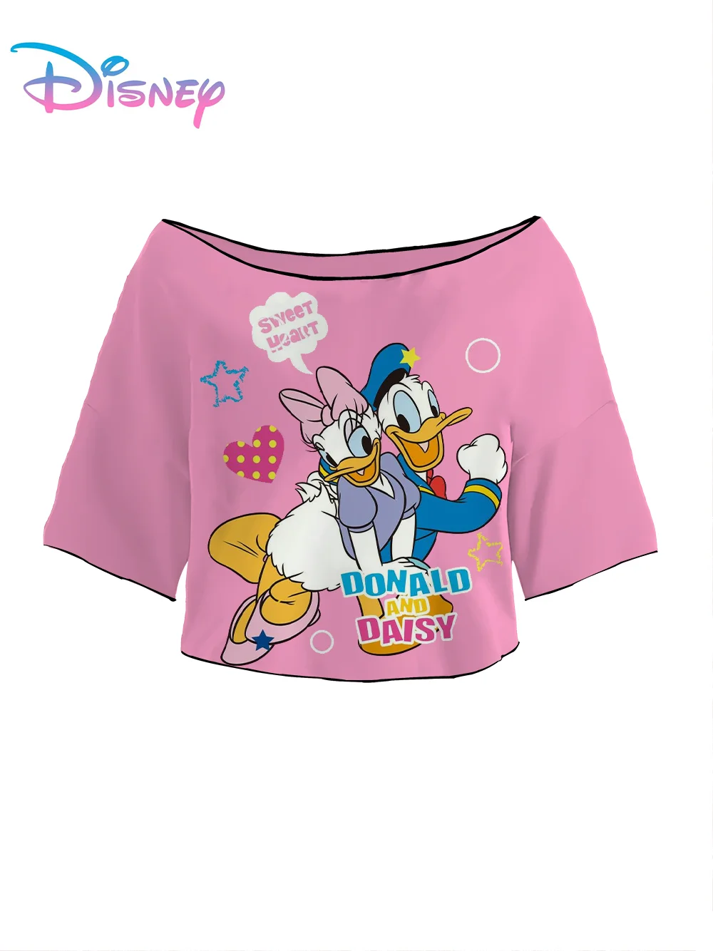 T-shirt Short Sleeve Kpop Y2k Crop Top Daisy Anime Woman Clothing Tops Sexys Donald Duck Summer Clothes Women 2024 Lettuce Trim