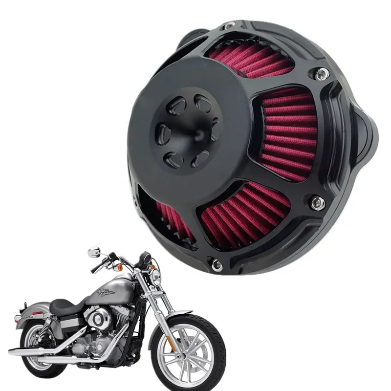 MOTO for Harley Dyna Softail Touring Fitment-B Motorcycle Air Cleaner Cnc Filter Cut Kit Intake Aluminum Black