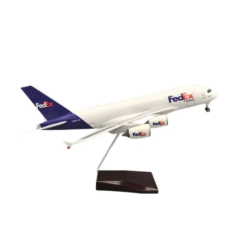 A380 FedEx Cargo Airlines 47cm Aircraft with Base & Wheel Miniature Airplane Model Resin Collection Gift Souvenir Plane Gift