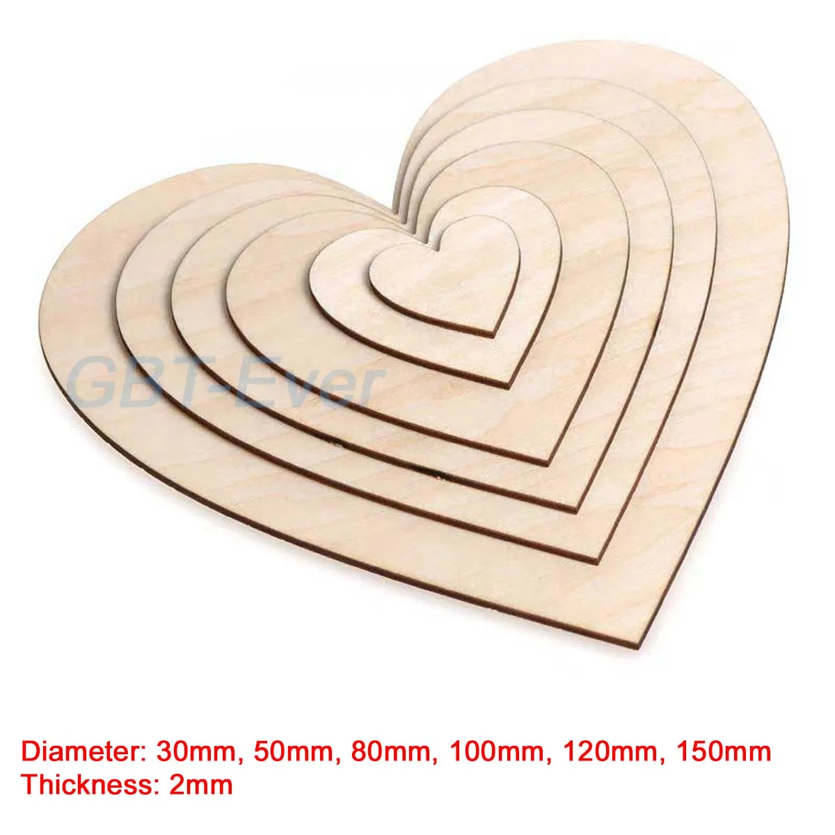 5/10/20Pcs 30-150mm Blank Heart Wood Slices Wood Love Heart Shape Wedding Holiday Decorations Crafts DIY Birthday Party Supplies