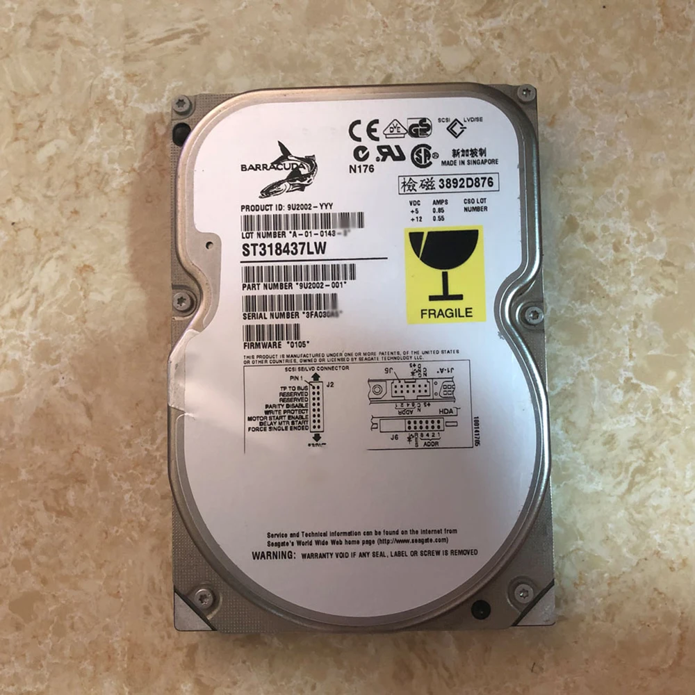 Ban Đầu SCSI Công Nghiệp Y Khoa Cứng ST318437LW Cho Ổ Cứng Seagate 18GB 68Pin 7200 Vòng/phút 3.5 "Hoạt Động Hoàn Hảo nhanh Tàu