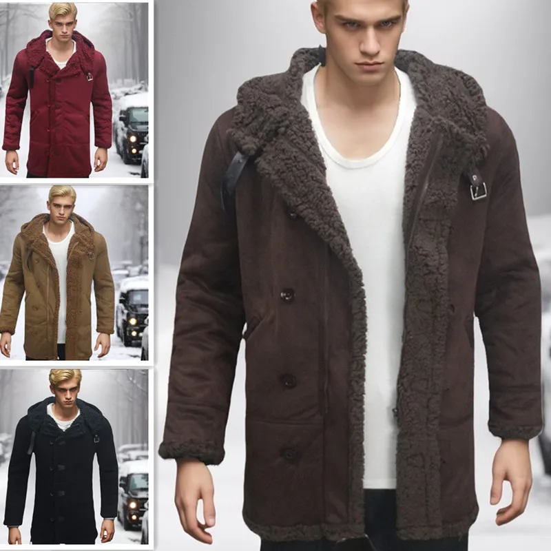 Winter New Suede Mens Coat Fur Integrated Thick Coat Lamb Wool Cold Resistance Men Clothing