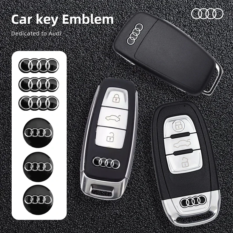 16mm 14mm For Audi Q5 Q3 Q7 R8 A3 A4L A5 A6L A8 A1 TT 8L A4 A5 A6 Car Key Shell Remote Case Cover Aluminum Emblem Symbol Sticker