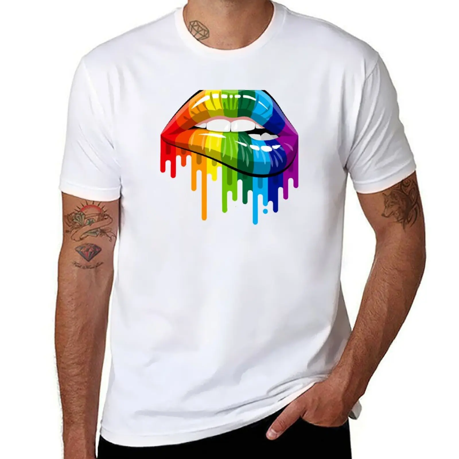 

Rainbow Lips T-Shirt t shirt man luxury cotton t shirts high quality T-Shirt