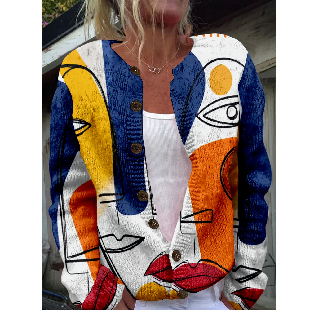 

Осень-зима вязаный художественный кардиган для лица винтажный повседневный свитер японская модная уличная одежда женские свитера вязаный топ джемперы