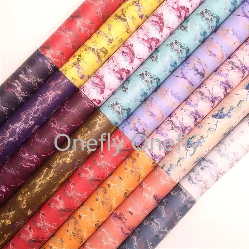 Onefly Snake Python Printed Synthetic Leather, Valentines' Faux Leather Sheets For Bow DIY  handbags shoes  FZ029