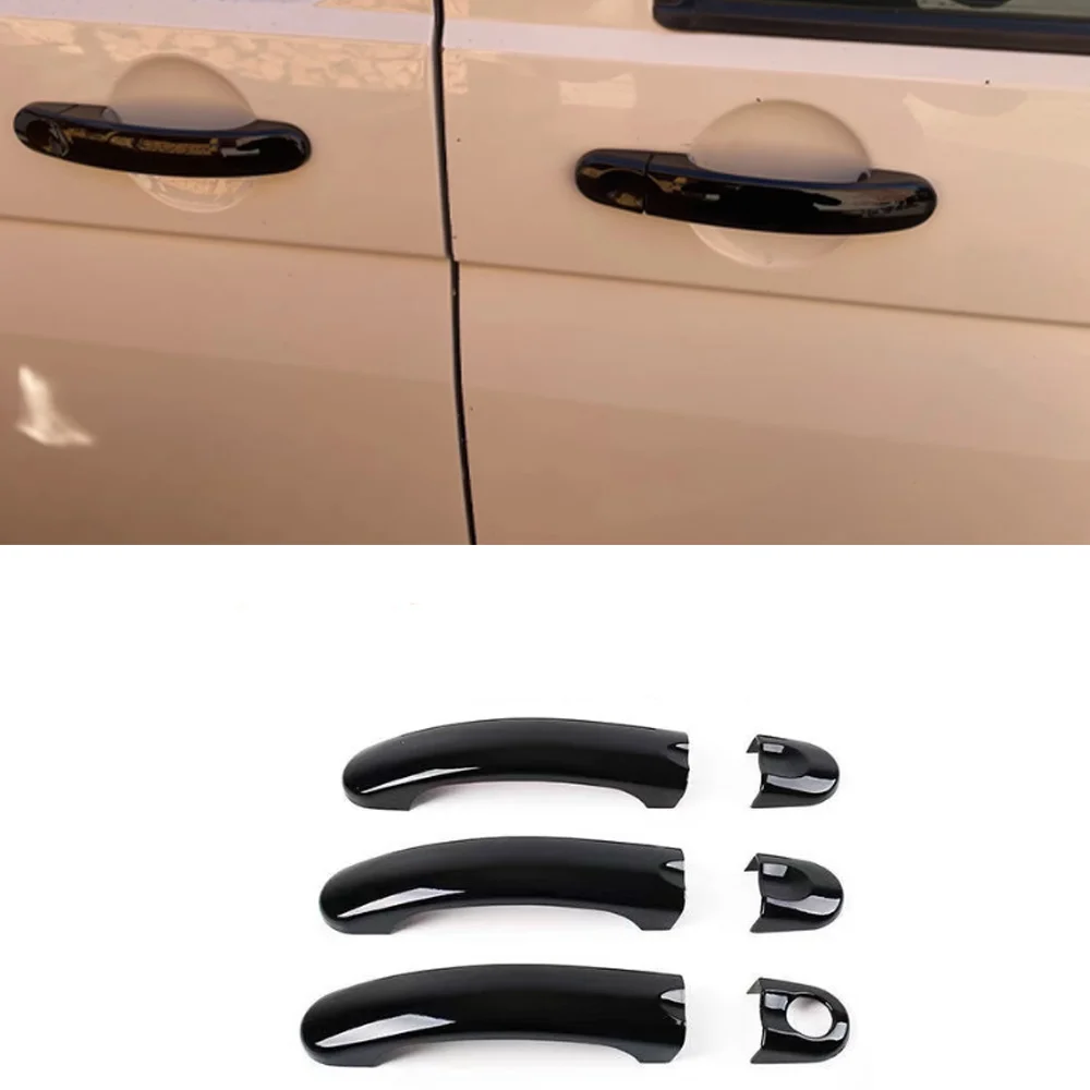 Car Handle Cover for Volkswagen VW Transporter T6 T6.1 Carbon Fiber Black Side Door Sticker Trim Decor Strip ABS Cap Accessorie