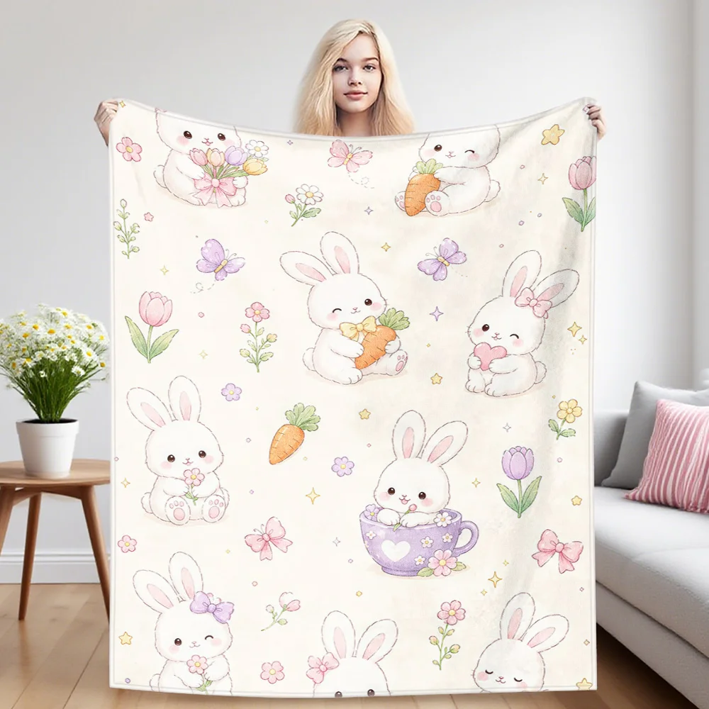 Gentle Hare Nap Blanket,Flannel Blanket,Suitable For Sofas,Beds,Cars,Rooms,Offices,Camping,Exquisite Gift Blankets