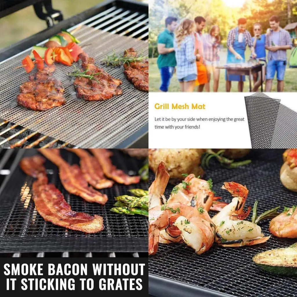 

G6KF Outdoor BBQ Grill Mesh Mat Non-Stick Barbecue Grilling Wire Net Sheet Liner Replacement Pads Pizza Screen Reusable Kitchen