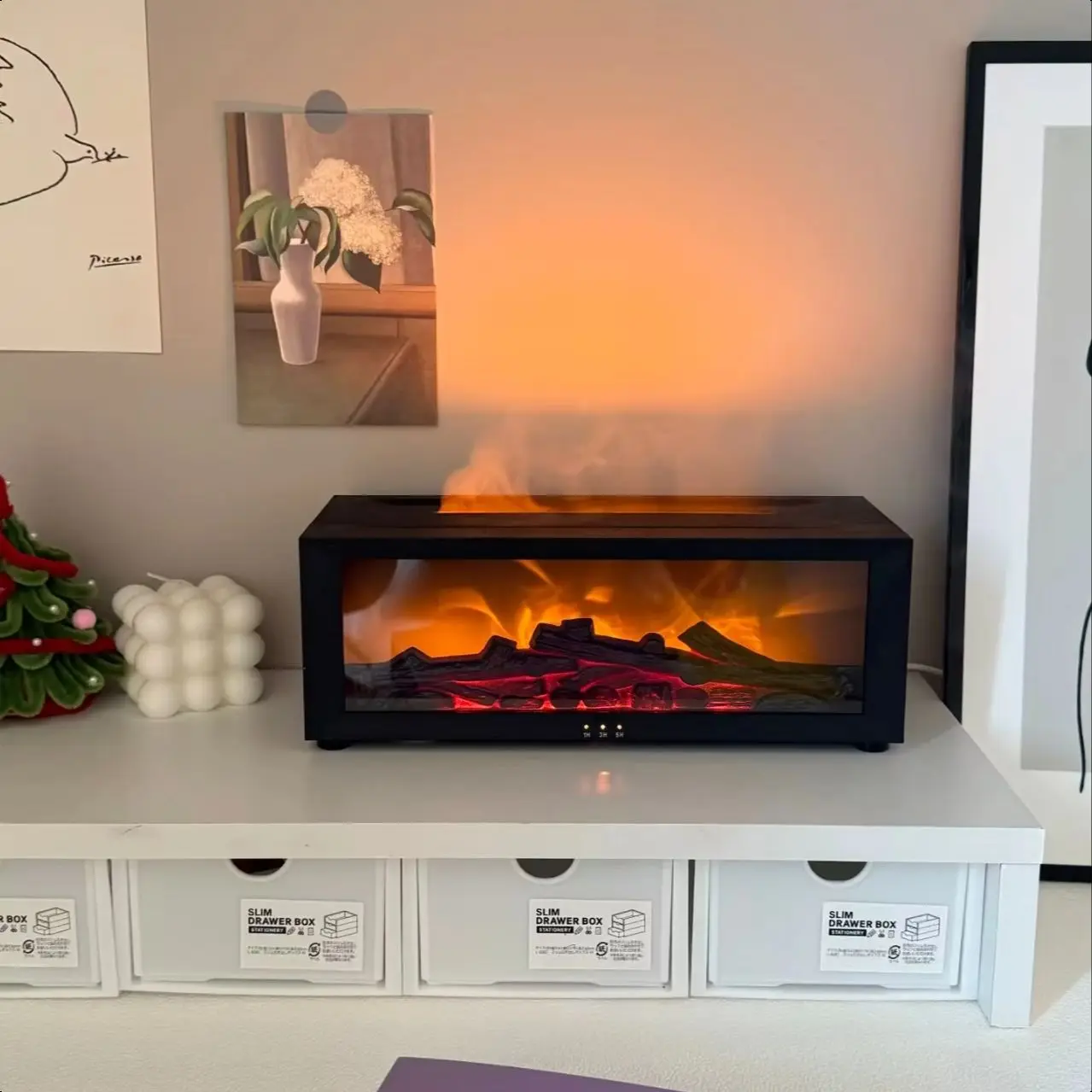 Penyebar Minyak Esensial 300Ml dengan Api Warna-warni, Mesin Aromaterapi, Pelembap Udara, Mati Otomatis, Pengatur Waktu & Remote Control untuk Rumah