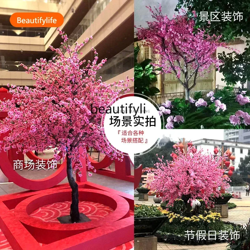 a48 Emulational Peach Tree Fake Peach Tree Large Plant Artificial Cherry   Simulation Plum Tree Wishing  Peach Flower Decoration