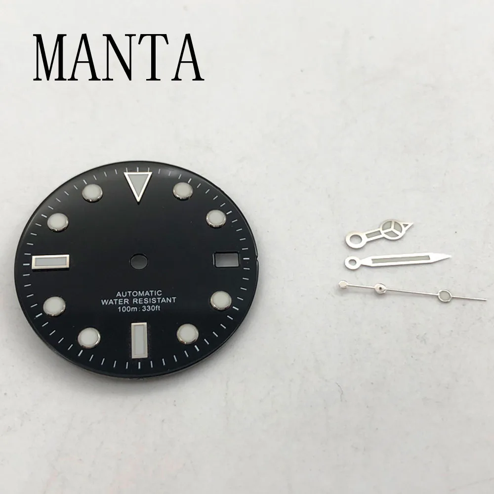 

MANTA 28,8 мм стерильный циферблат + синие стрелки светящийся подходит для ETA2836 Miyota8205/8215/821A NH35/NH36 Mingzhu2813/3804 механизм