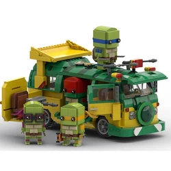 MOC Ideas Movie Figures Turtle Brickheadz and Van Party Wagon Creative Expert Car Sets Building Blocks Kid Toys Christmas Gif