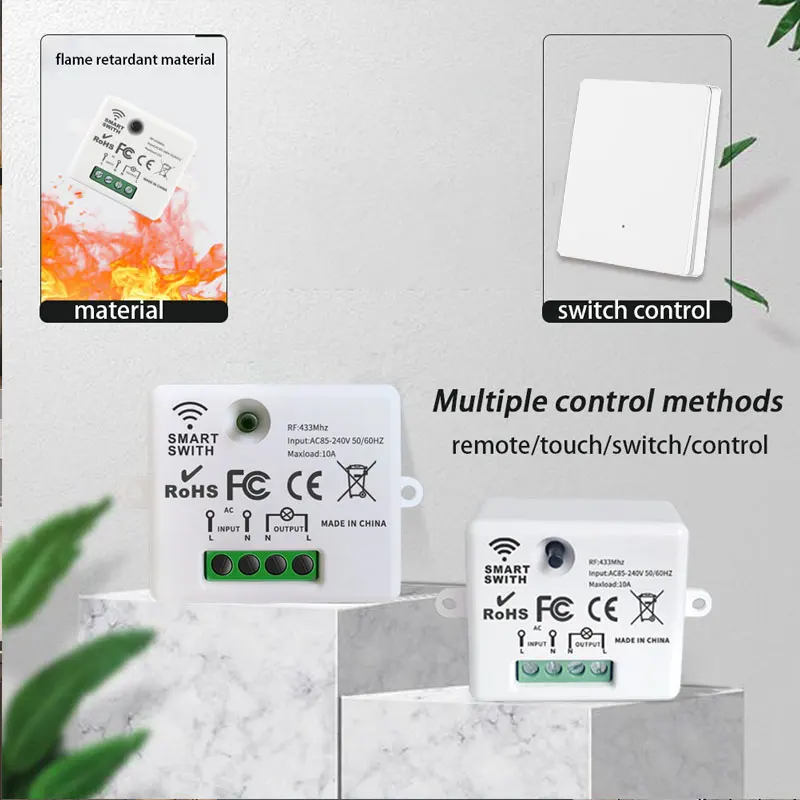 Szaoju 433Mhz wireless Wall Switch rf 86 wall panel transmitter Safety Switch and AC 110V 220V relay interruptor for Light Lamp