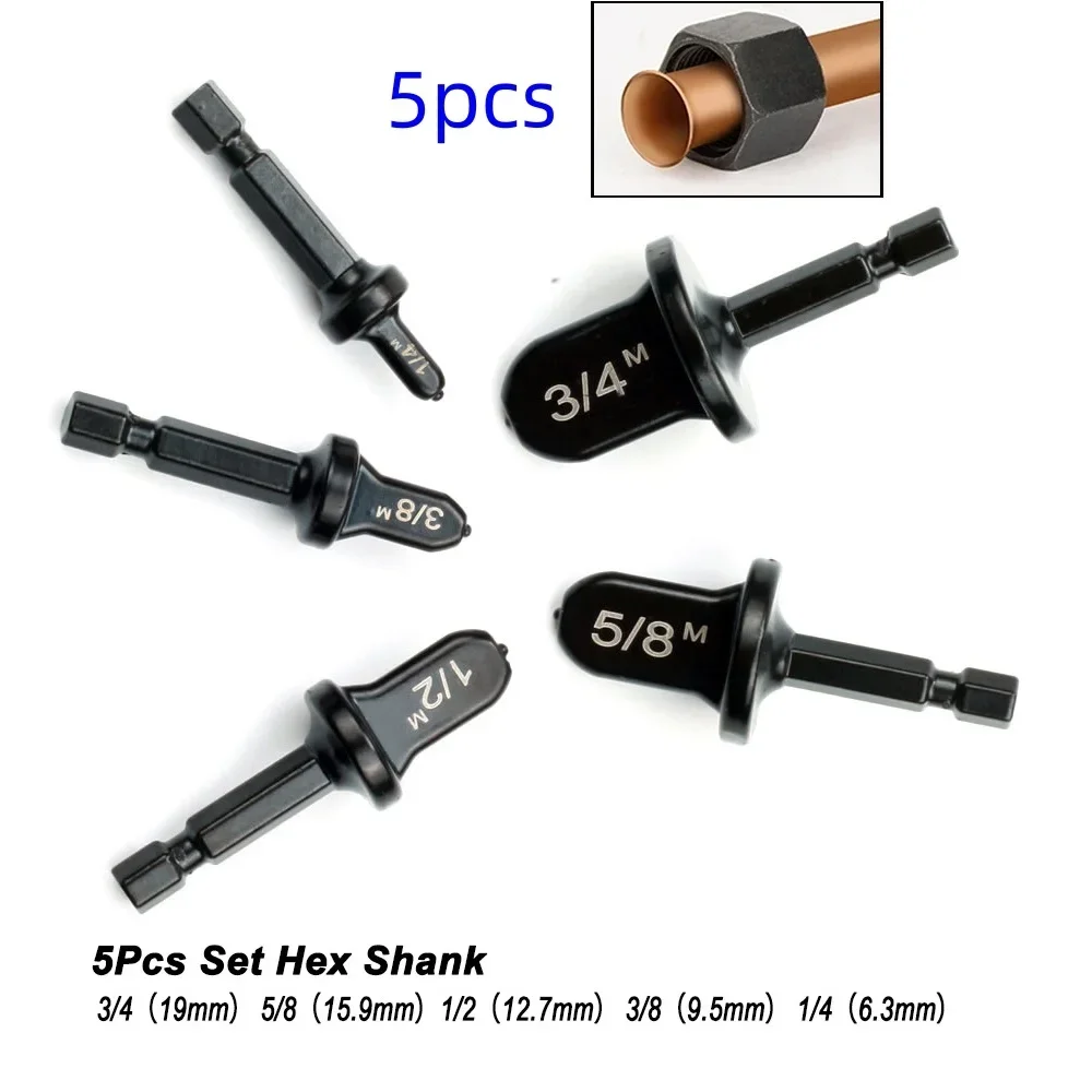 5/6pc Hex Shank Imperial Tube Pipe Expander Support for Air Conditioner Conditioning Swaging Rotary Tool Set7/8 3/4 5/8 1/2 1/4\