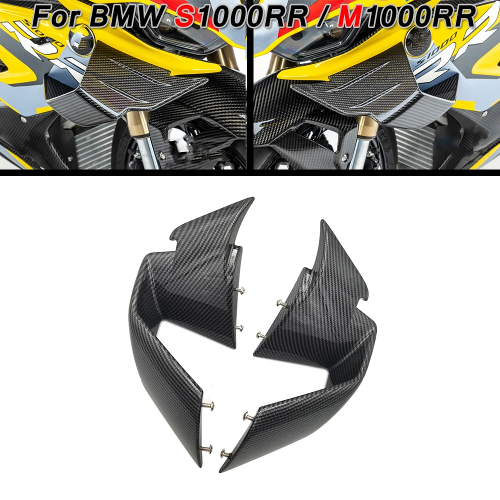 

New Hydro Dipped Carbon Fiber Finish Front Spoiler Fxed Wind Winglets For BMW S1000RR M1000RR 2019-2023 S 1000RR Accessory