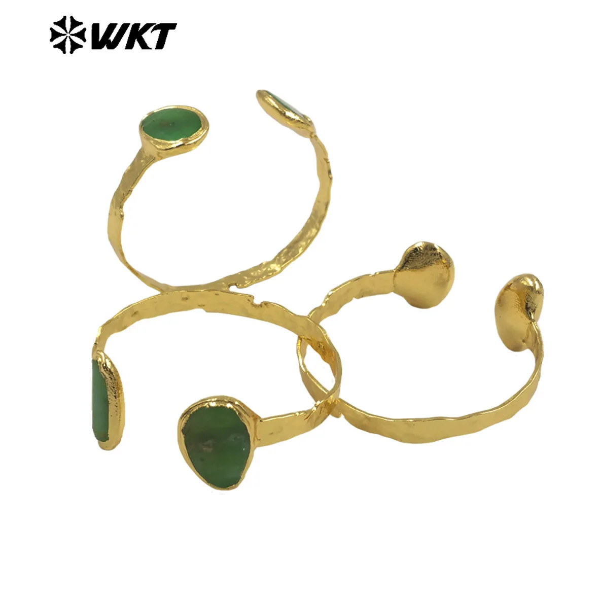 

WT-B693 Изысканный браслет-кафф из натуральных камней с позолотой 18K, в оправе, для женщин, подарок на день рождения, регулируемый размер