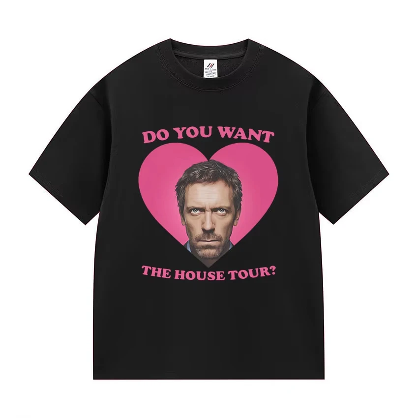 ¿Quieres visitar la casa? Camiseta gráfica de Dr. Gregory House MD, camisetas divertidas con memes, camiseta de algodón de gran tamaño a la moda para hombres y mujeres