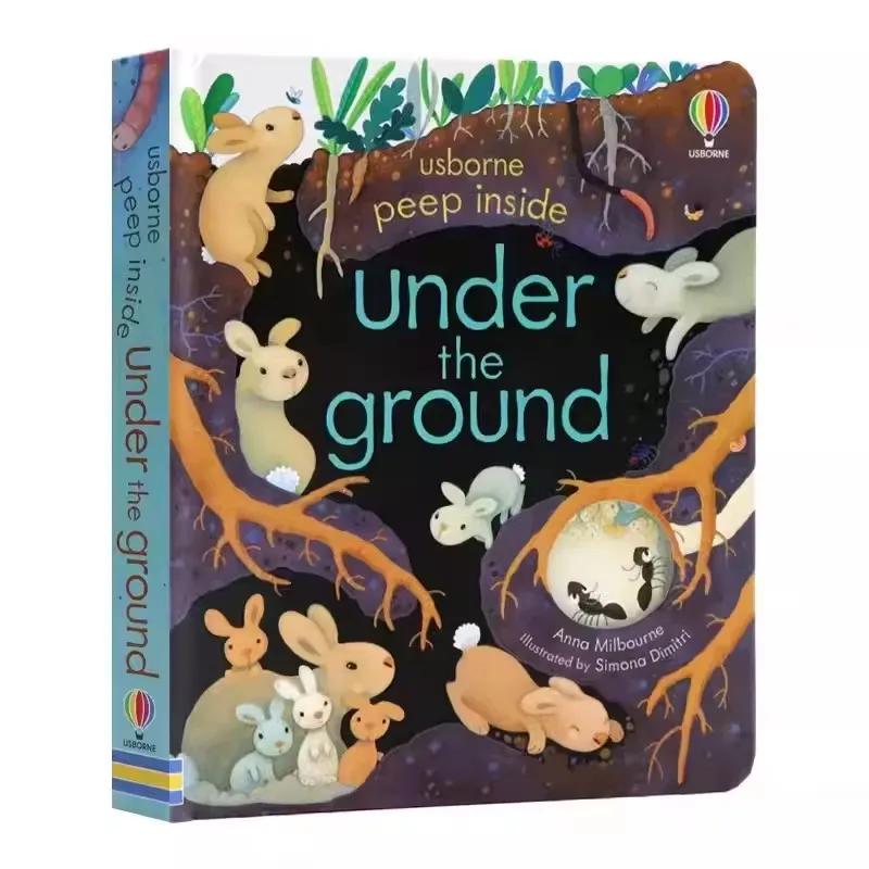 Usborne Peep inside under the Ground 3D Flap Picture Book Educational English Children's Book for Kids Baby Parent-Child Interac