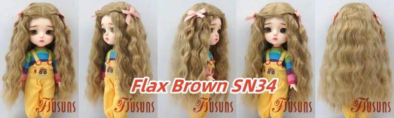 JD880 Lange Sauvage Welle Mittelscheitel Meerjungfrau Lockig mit Twin Bow Braids Puppe Perücken 1/8 1/6 1/4 1/3 Pullip Blythes BJD Haar – Detail 7