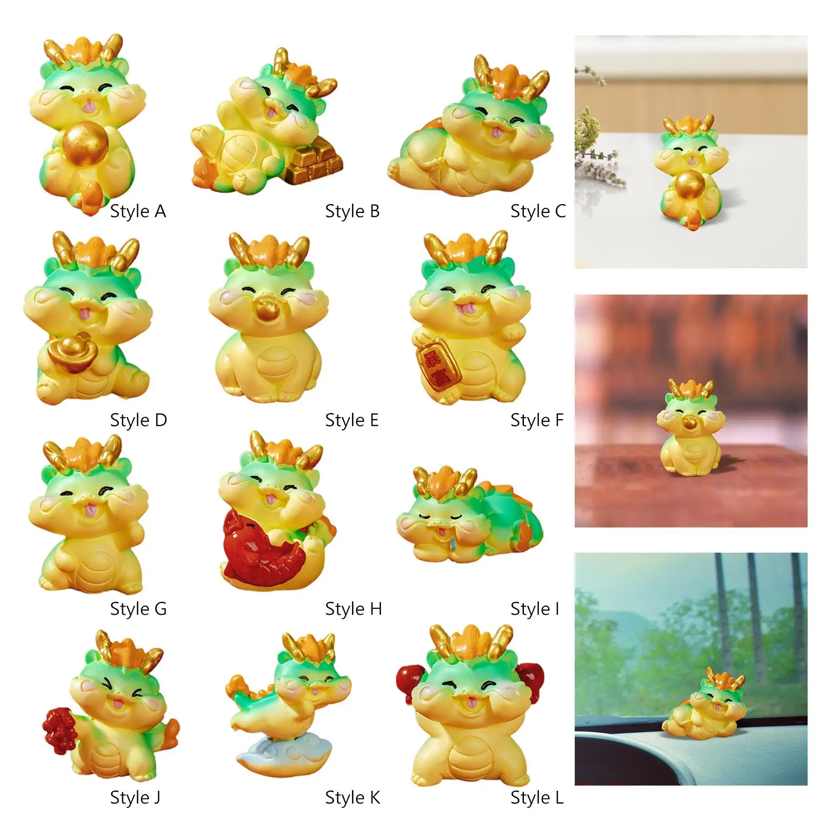 Mini Dragon Statue Collectible Cute Dragon Figurine Tabletop Ornament for Bookshelf Spring Festival Office Home Entrance Cabinet