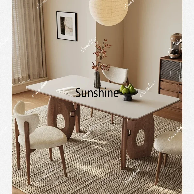 Medieval rock slab dining table Rectangle restaurant Solid wood dining tableTJ